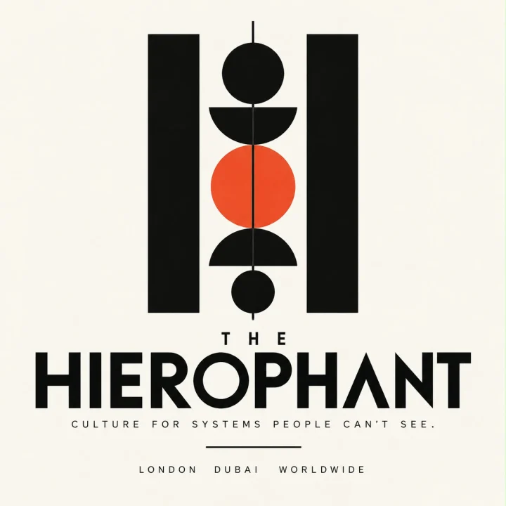 The Hierophant original black, ivory and red identity